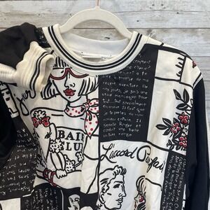 Vtg 80s Bay Club Womens S Sweatshirt Parisian Graphic French Print Made In USA